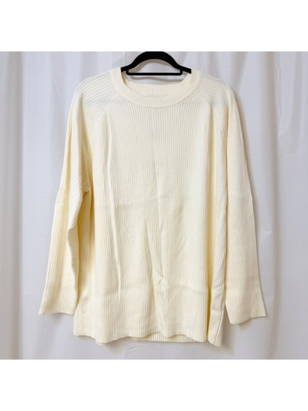 Brunette The Label Long Ribbed Crew Sweater Cream L/XL NWT